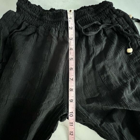 RAYA SUN women’s beachy coverup crinkle gauze linen cotton blend pants LARGE - Picture 5 of 9